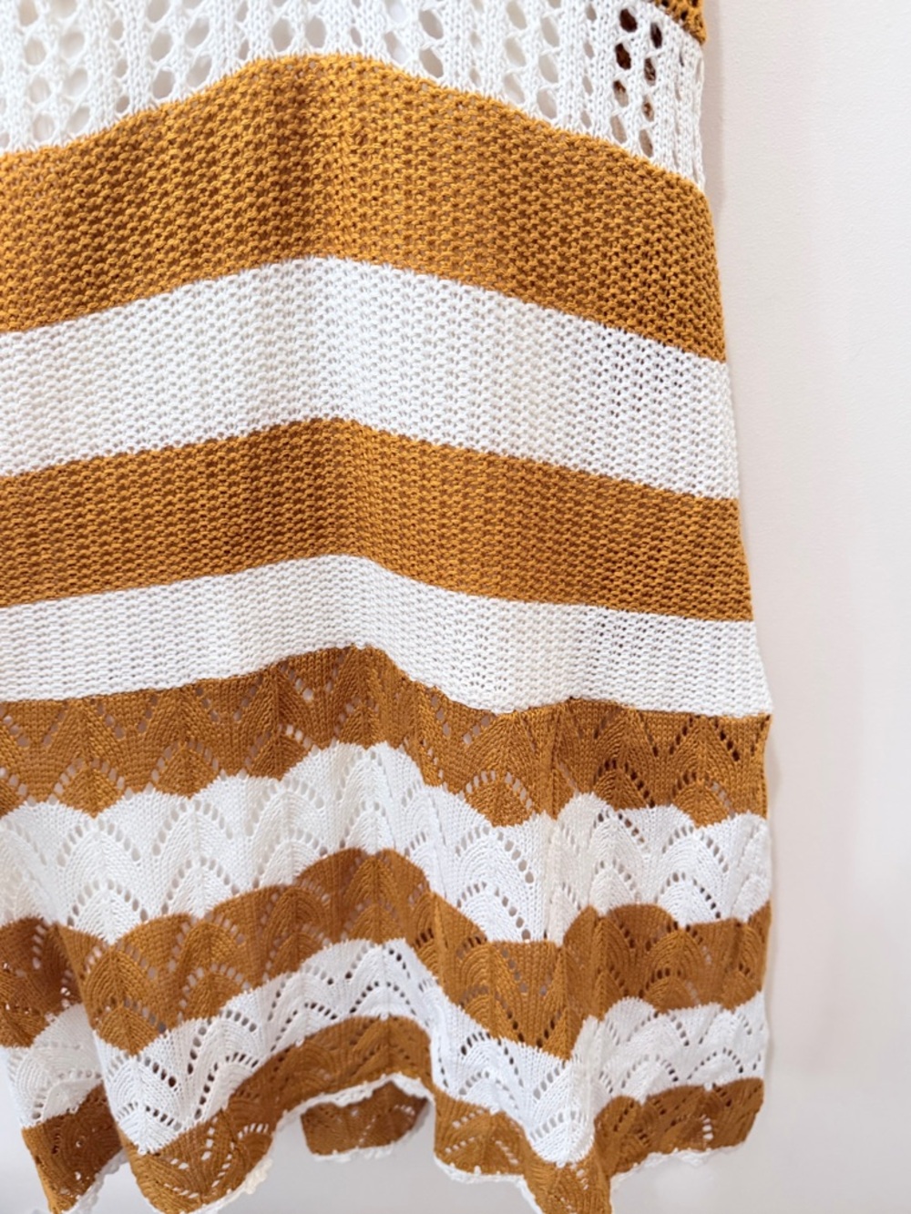BCBG generation Crochet Knit Striped Halter Dress Boho Coastal Retro Chevron S - Picture 3 of 9